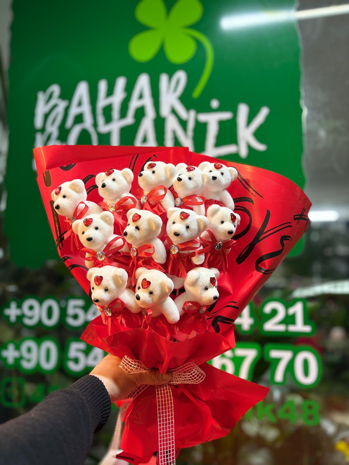 WhatsApp Image 2026-02-09 at 17.48.38 Kırmızı Aşk – 12 Ayıcık Buketi - Görsel 1